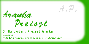 aranka preiszl business card